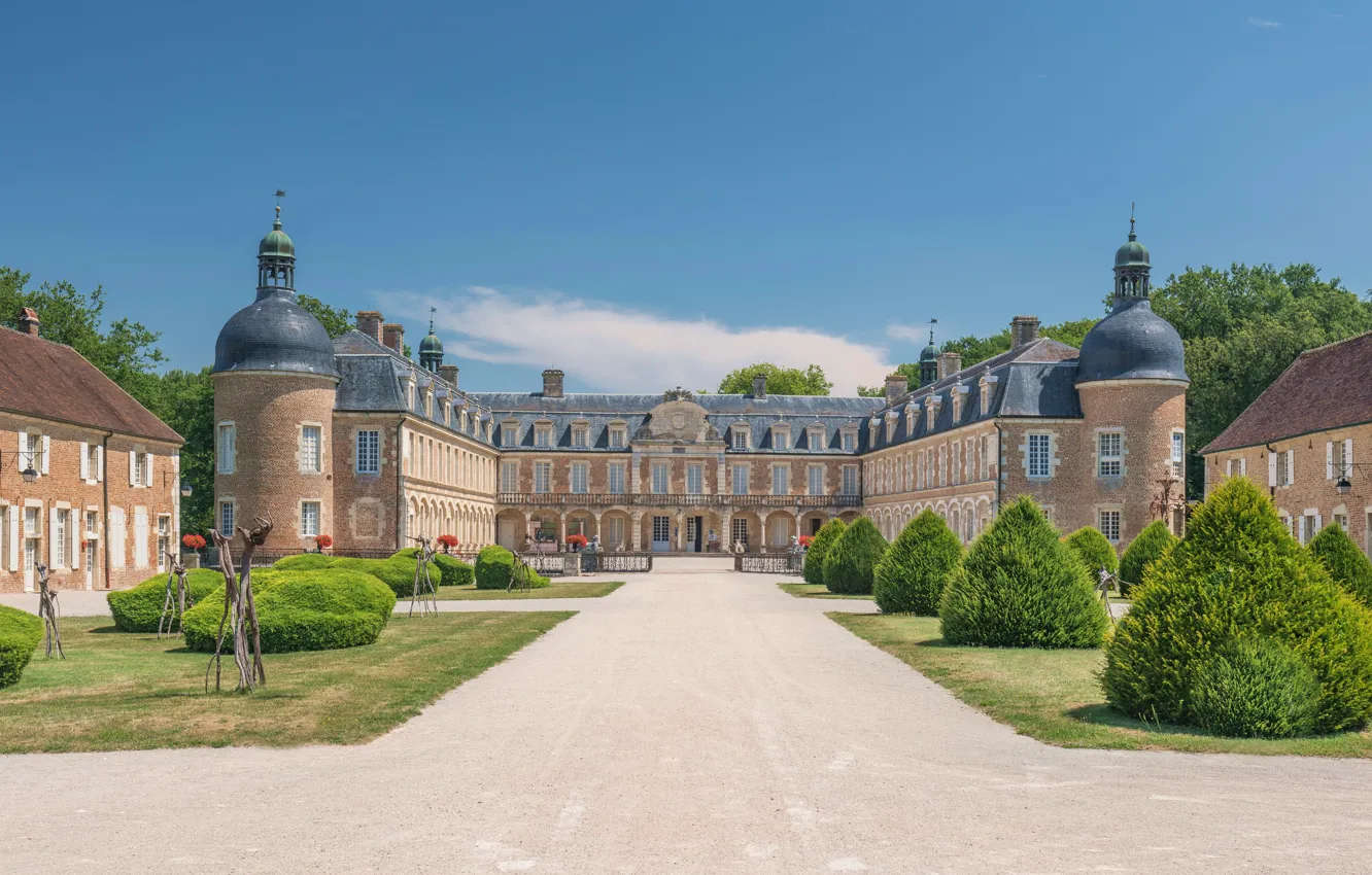 Фото обои парк, замок, Франция, дворец, France, Бургундия, Bourgogne, Дворец Пьер-де-Брес