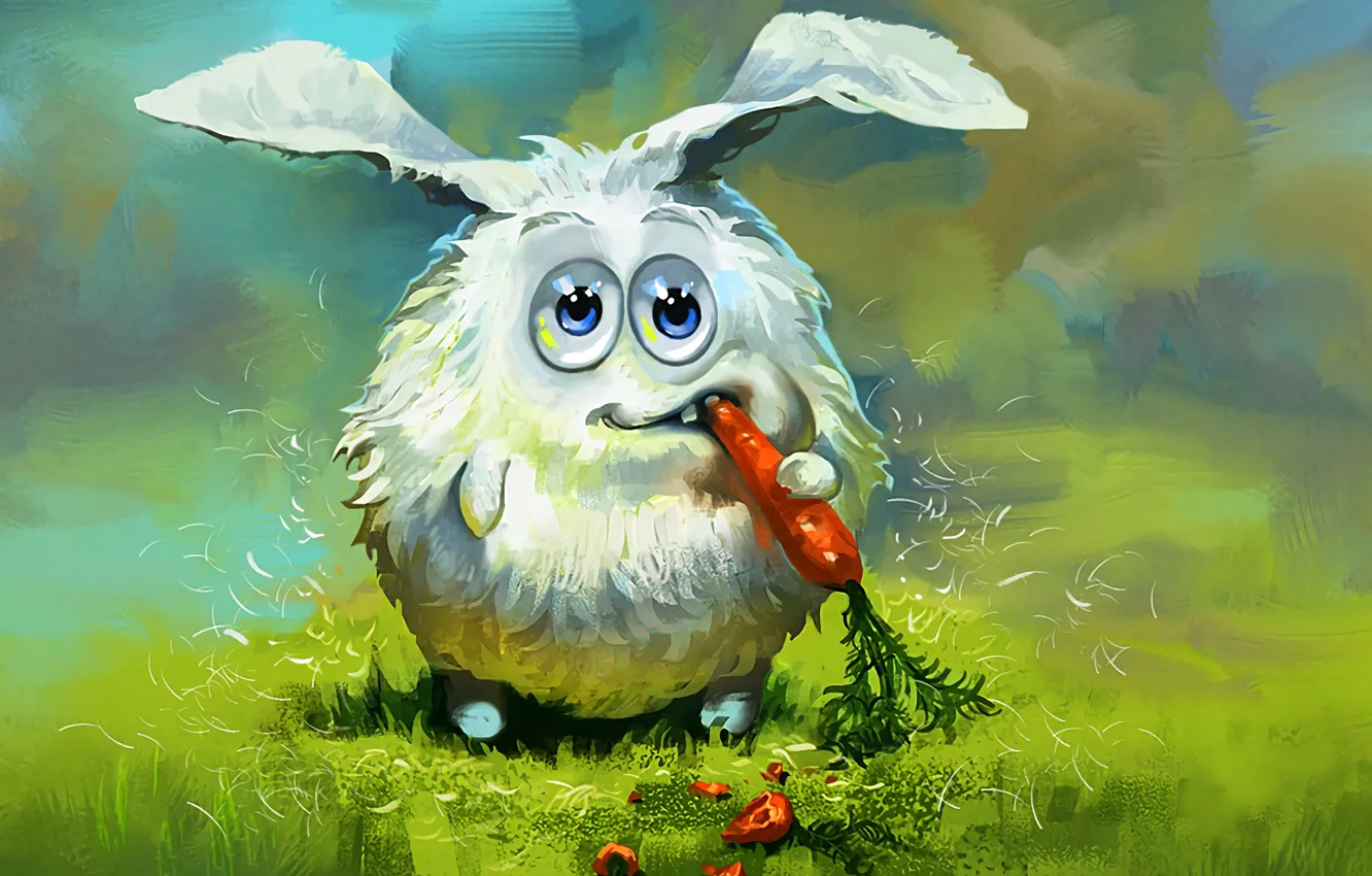 Фото обои Art, Cool, Rabbit, Hare, Carrot