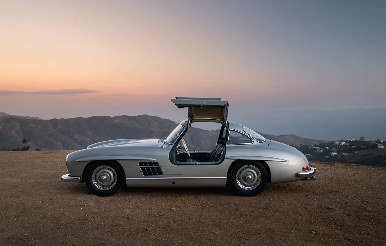 Фото обои Mercedes-Benz, legend, 300SL, Mercedes-Benz 300 SL, Gullwing, side view