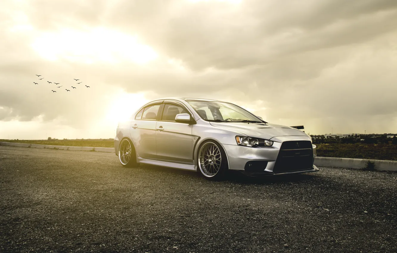 Фото обои Mitsubishi, Evolution, silvery, Lancer X, Lancer 10