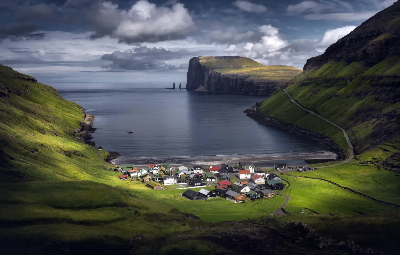 Фото обои берег, Faroe Islands, Tjørnuvík