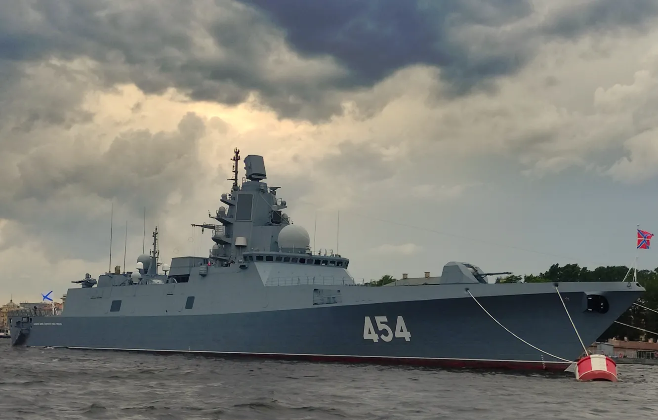 Фото обои вечер, фрегат, Адмирал Горшков