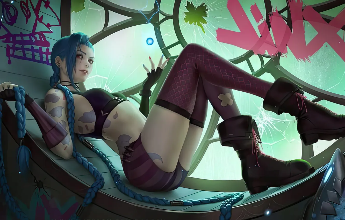 Фото обои league of legends, artwork, jinx