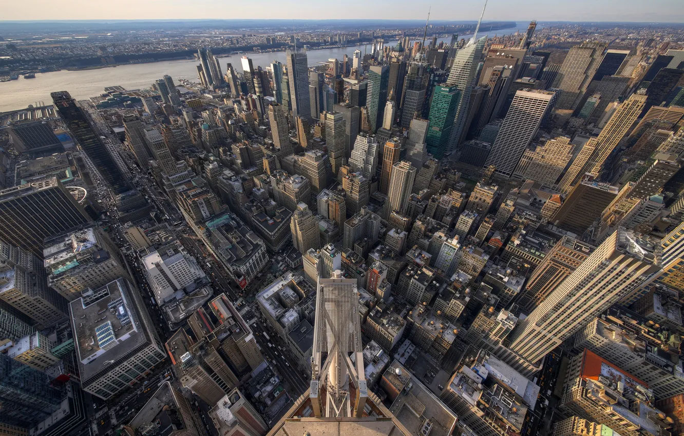 Фото обои город, высота, небоскребы, New York, панорамма