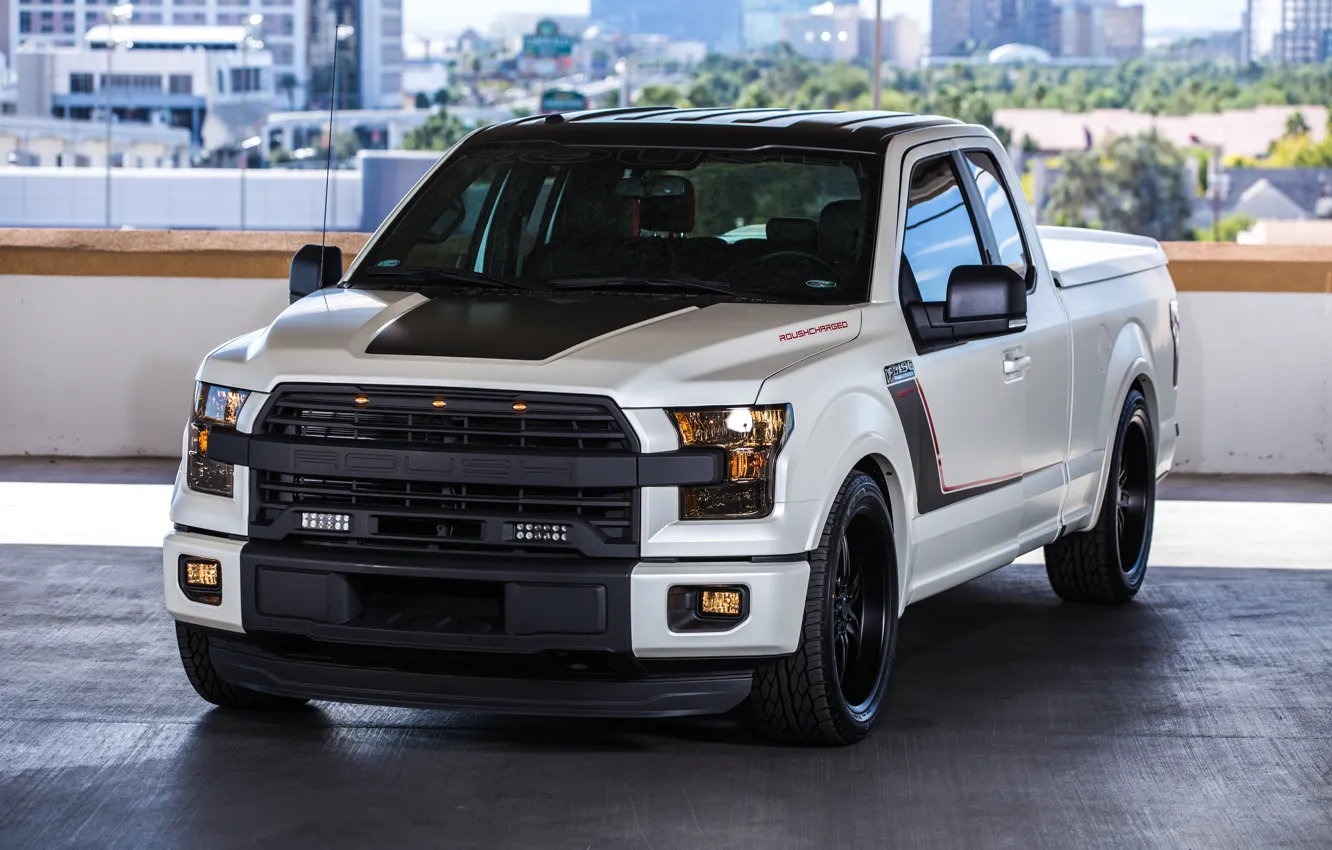 Фото обои Concept, Ford, Front, White, F-150, Pickup, Roush, Ford F-150