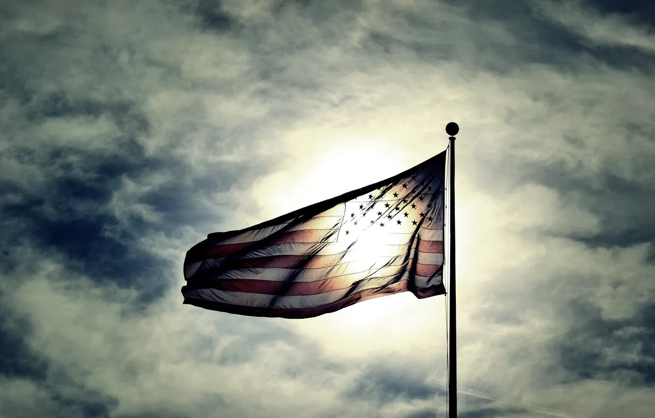 Фото обои небо, флаг, США