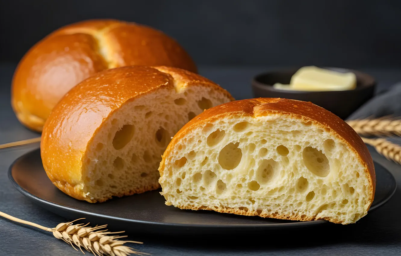 Фото обои bread, butter, baked, freshly, brioche