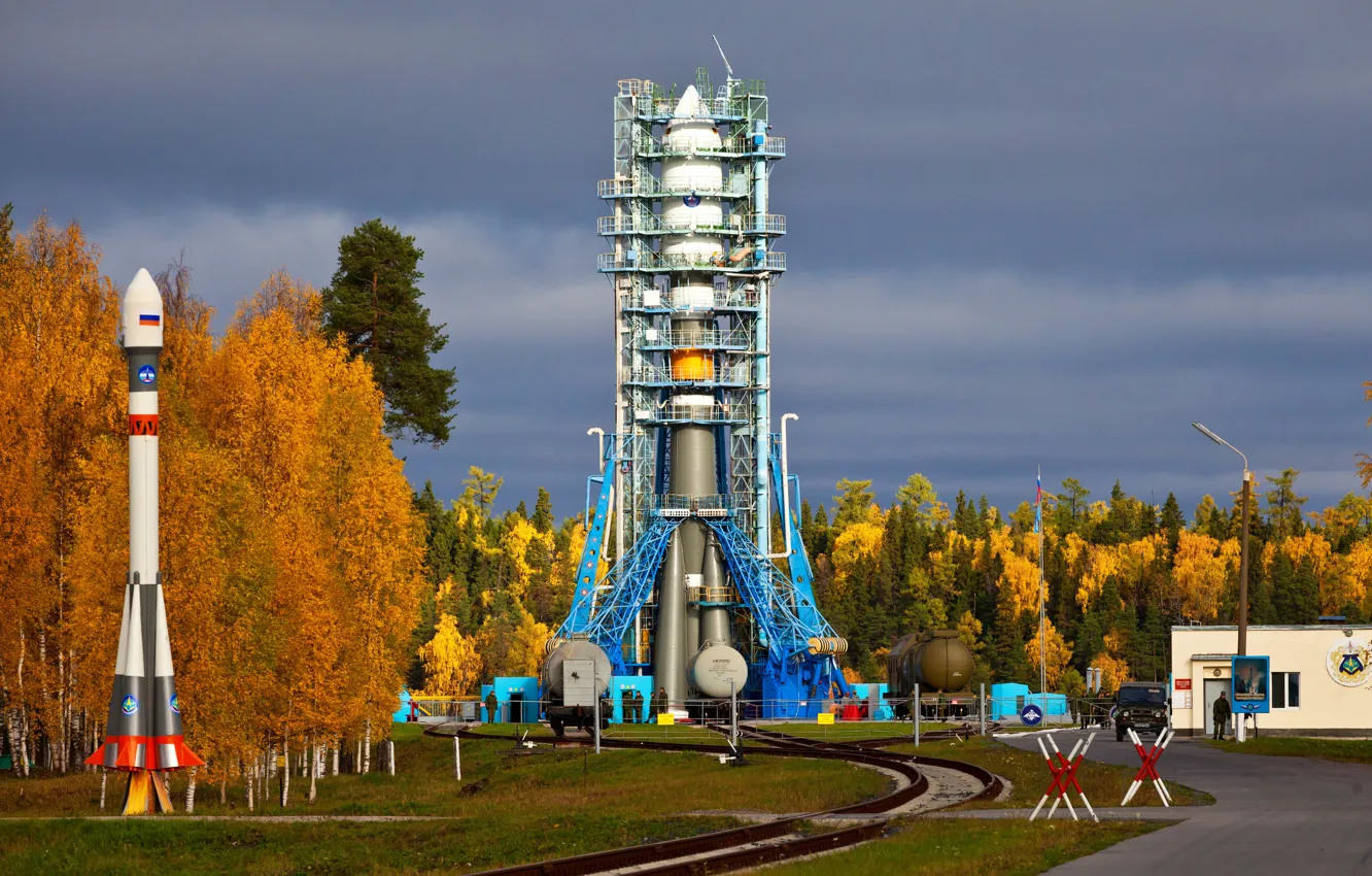 Фото обои ракета, космодром, стартовая площадка, плисецк