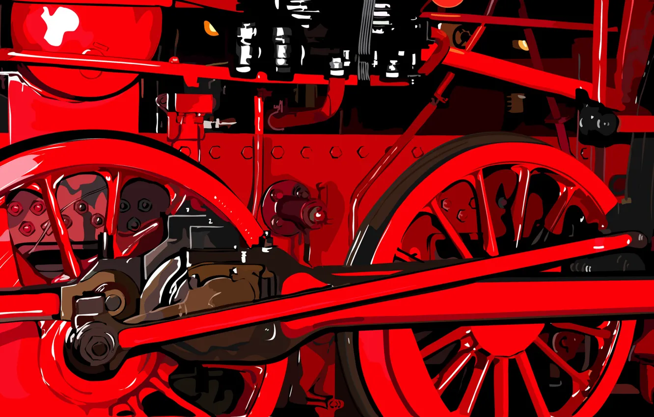 Фото обои механизм, паровоз, Поезд, локомотив
