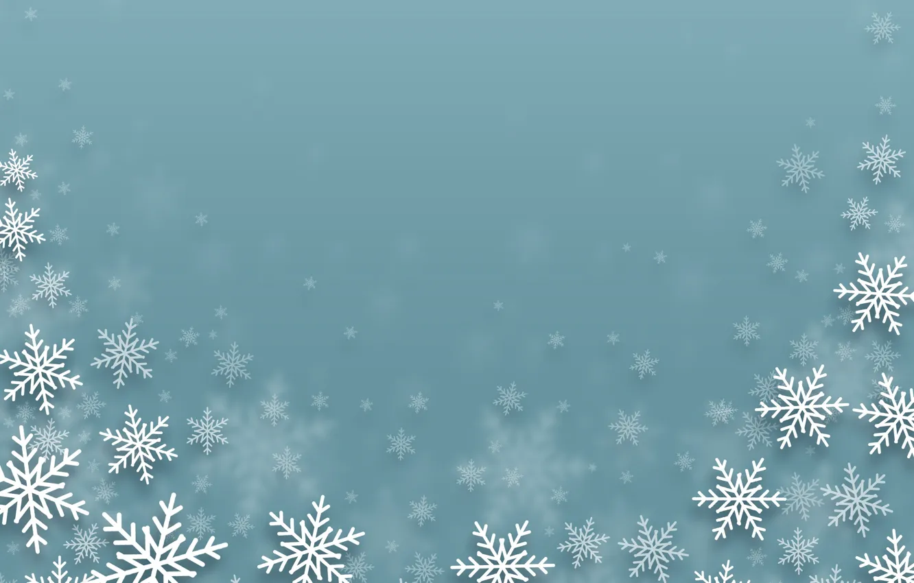 Фото обои зима, снежинки, текстура, Рождество, Новый год, дымка, растворение, голубой фон