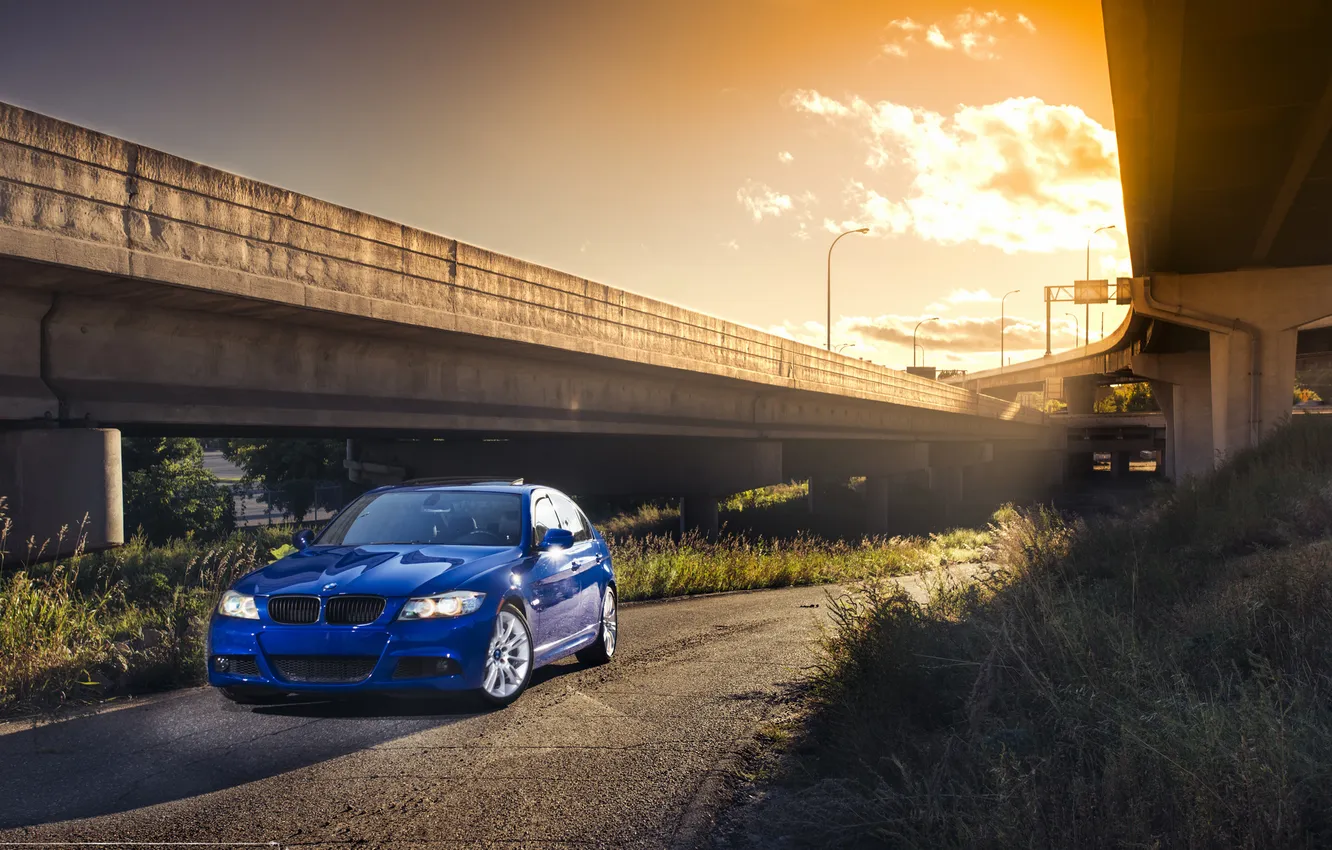 Фото обои бмв, BMW, синяя, blue, Sport, E90, 3 серия, 335i M