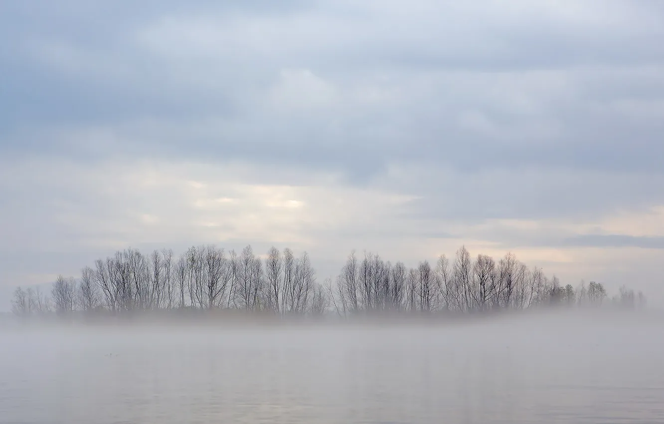 Фото обои пейзаж, природа, туман, озеро