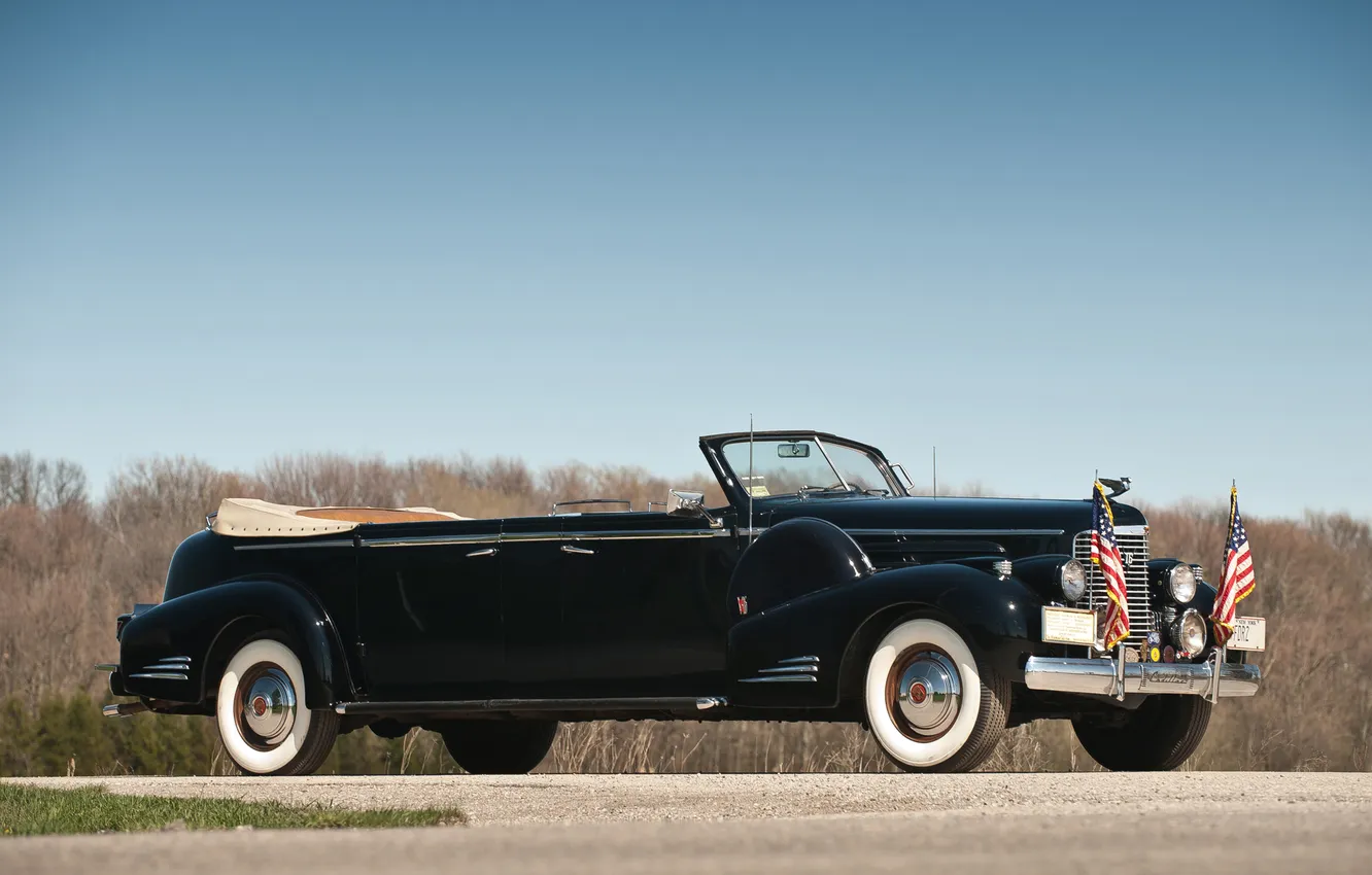 Фото обои Cadillac, Лимузин, 1938, ретро автомобили, Limousine, retro cars, Cadillac V16 Series 90 Presidential Convertible, Cadillac …