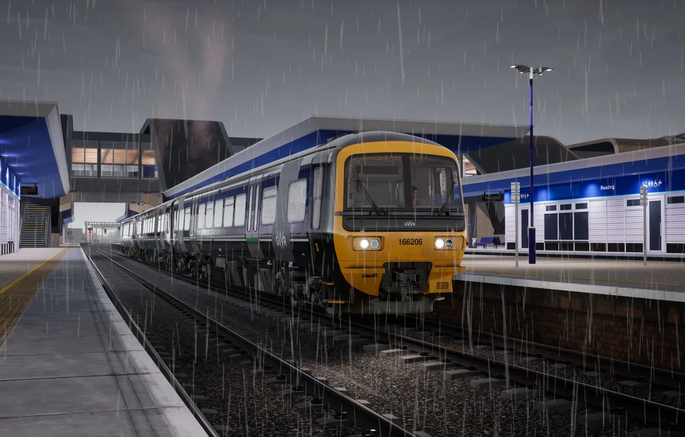 Фото обои Локомотив, Поезд, Железная дорога, Великобритания, Great Britain, Train Sim World 2020, Дизель поезд, Симулятор поезда