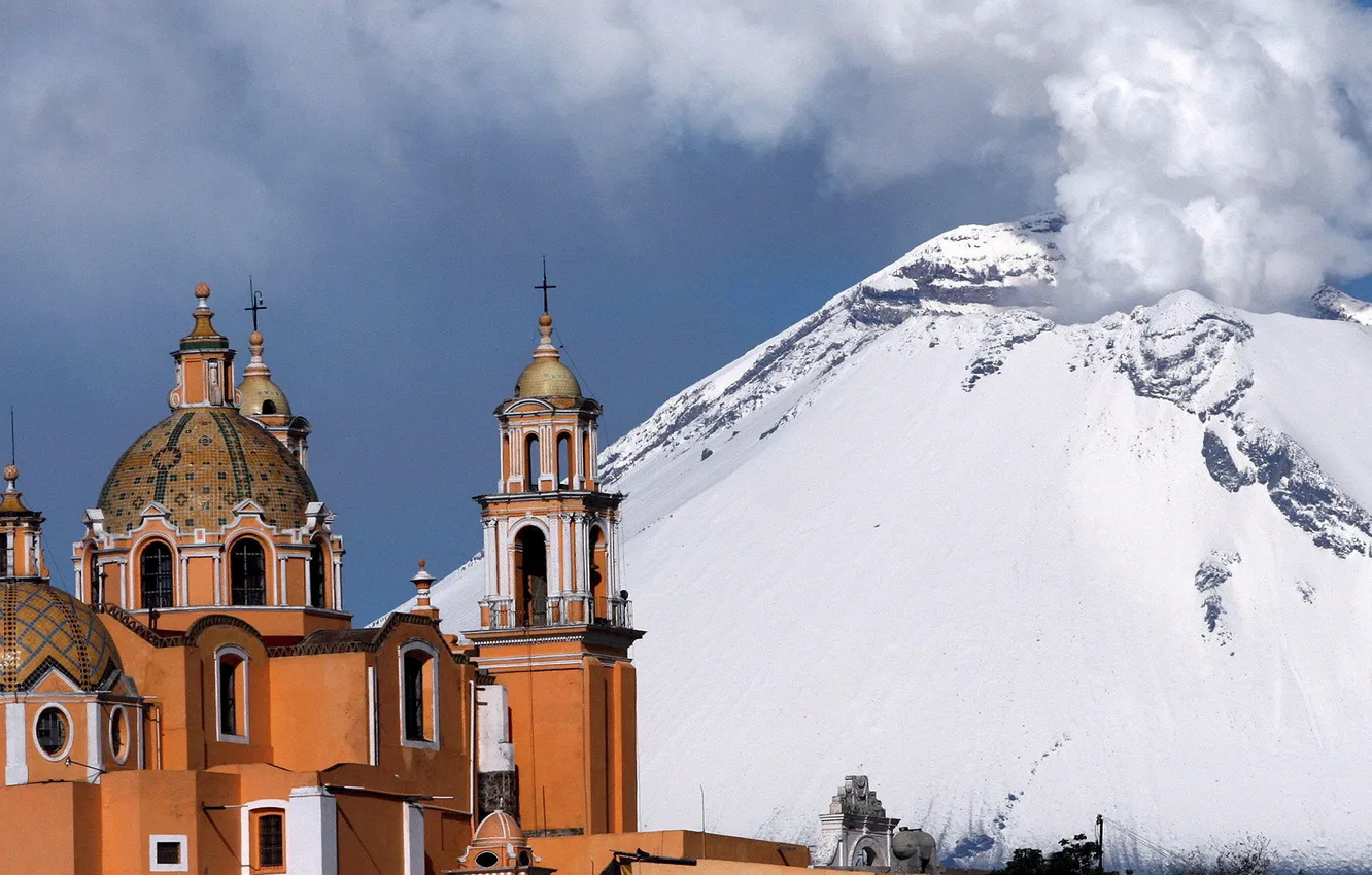 Фото обои вулкан, Mexico, Puebla, попокатепетль