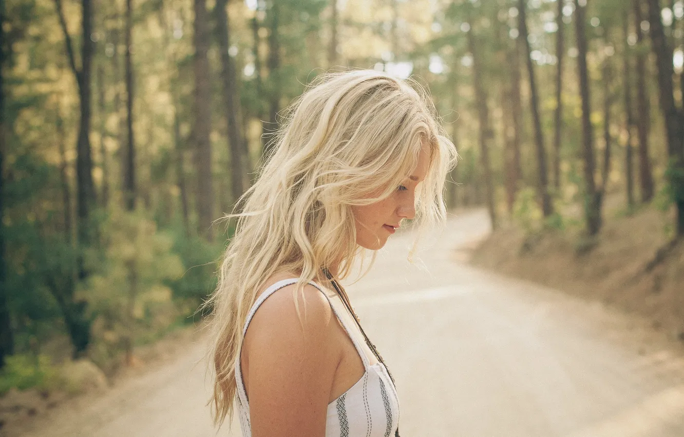 Фото обои forest, model, women, blonde, sunlight