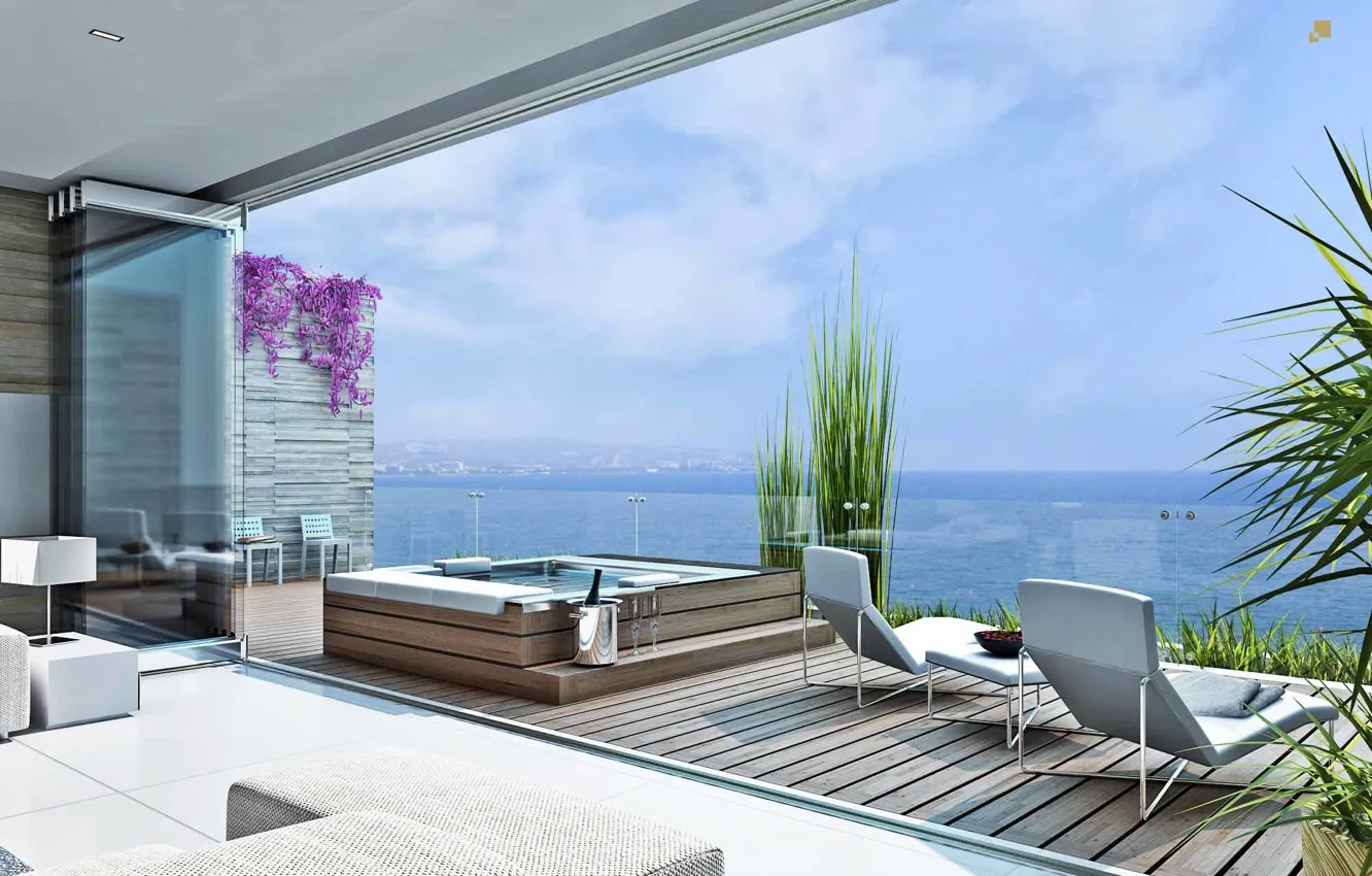 Фото обои pool, terrace, living space