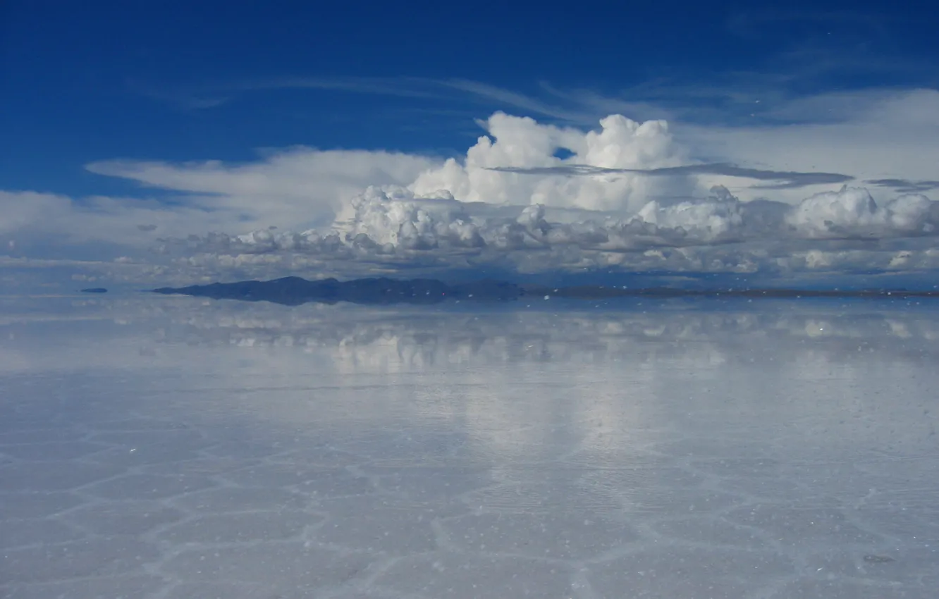 Фото обои вода, природа, зеркало, Боливия, солончак, уюни, uyuni
