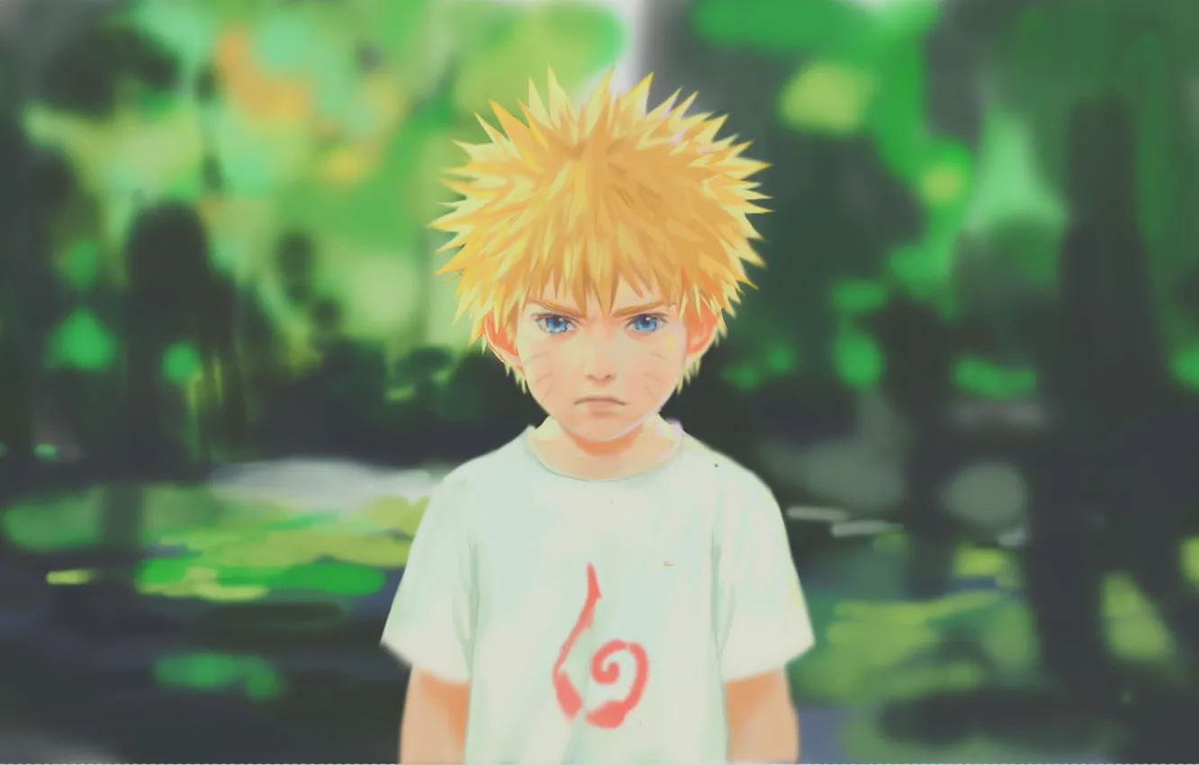 Фото обои зелень, ребенок, naruto, art, Uzumaki Naruto, by 11strings
