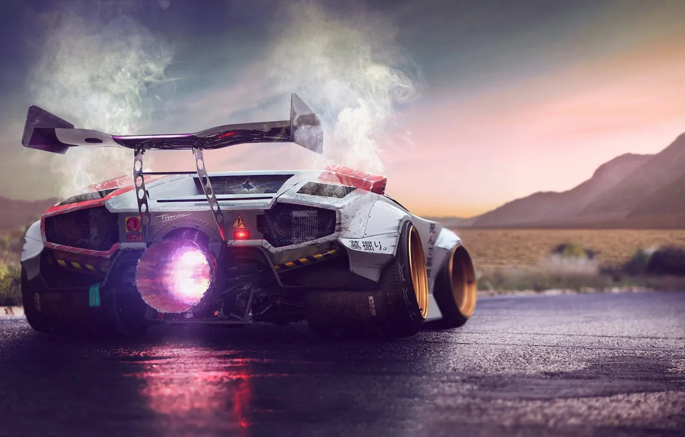 Фото обои Concept, Lamborghini, Fire, Power, Jet, Countach, Engine, by Typerulez