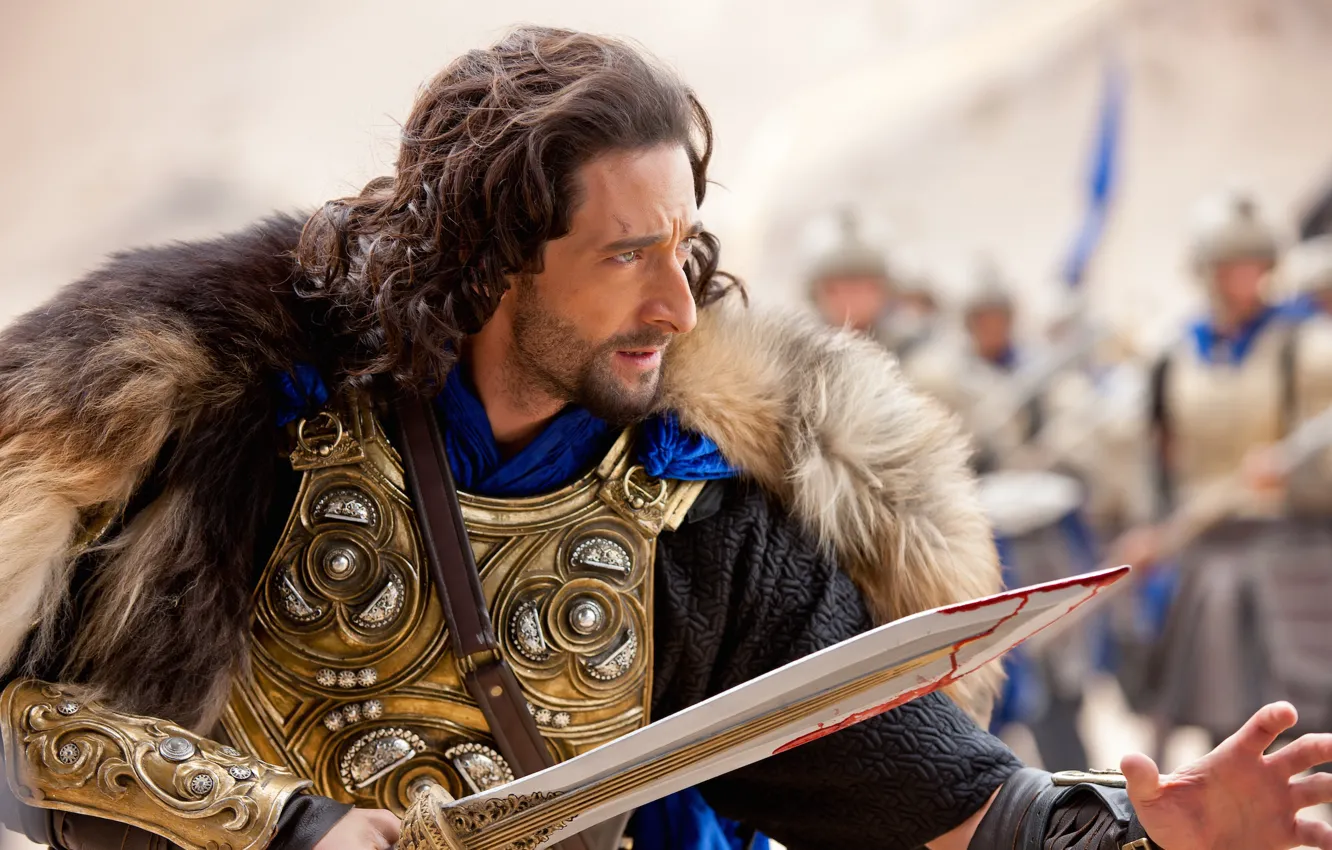 Фото обои взгляд, поза, меч, доспех, Adrien Brody, Меч дракона, Dragon Blade, Эдриен Броуди