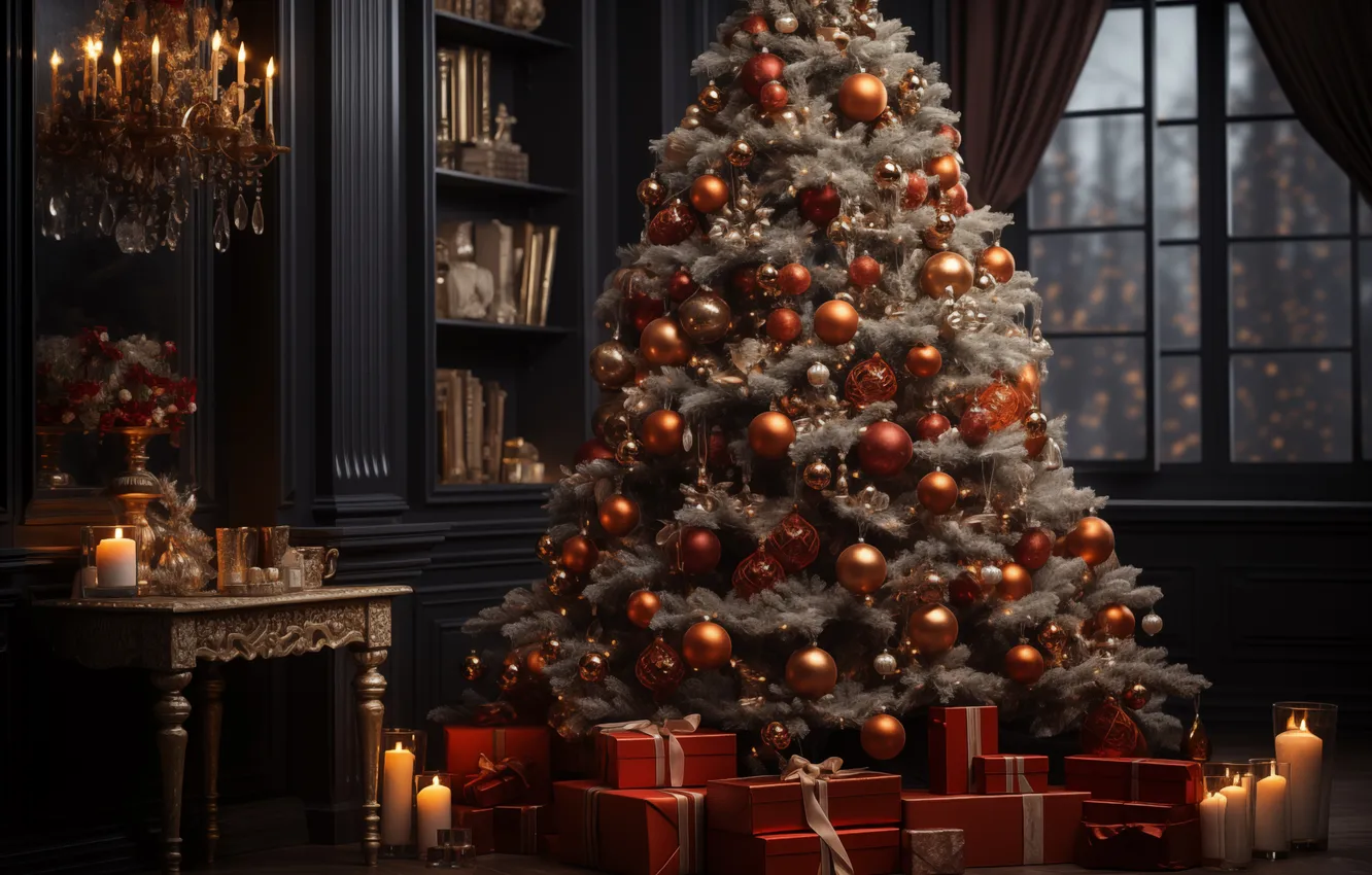 Фото обои украшения, комната, елка, интерьер, Рождество, Новый год, Christmas, tree