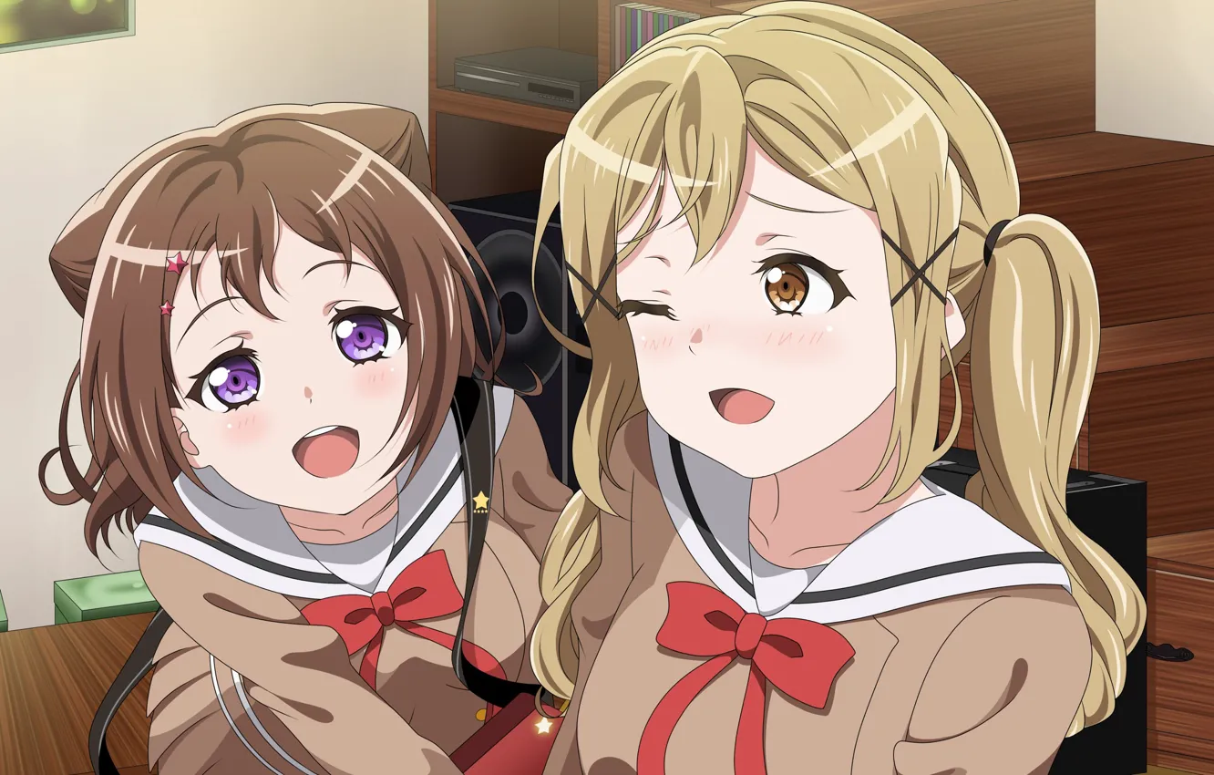 Фото обои девочки, форма, банты, Love Live School Idol Project, Живая любовь
