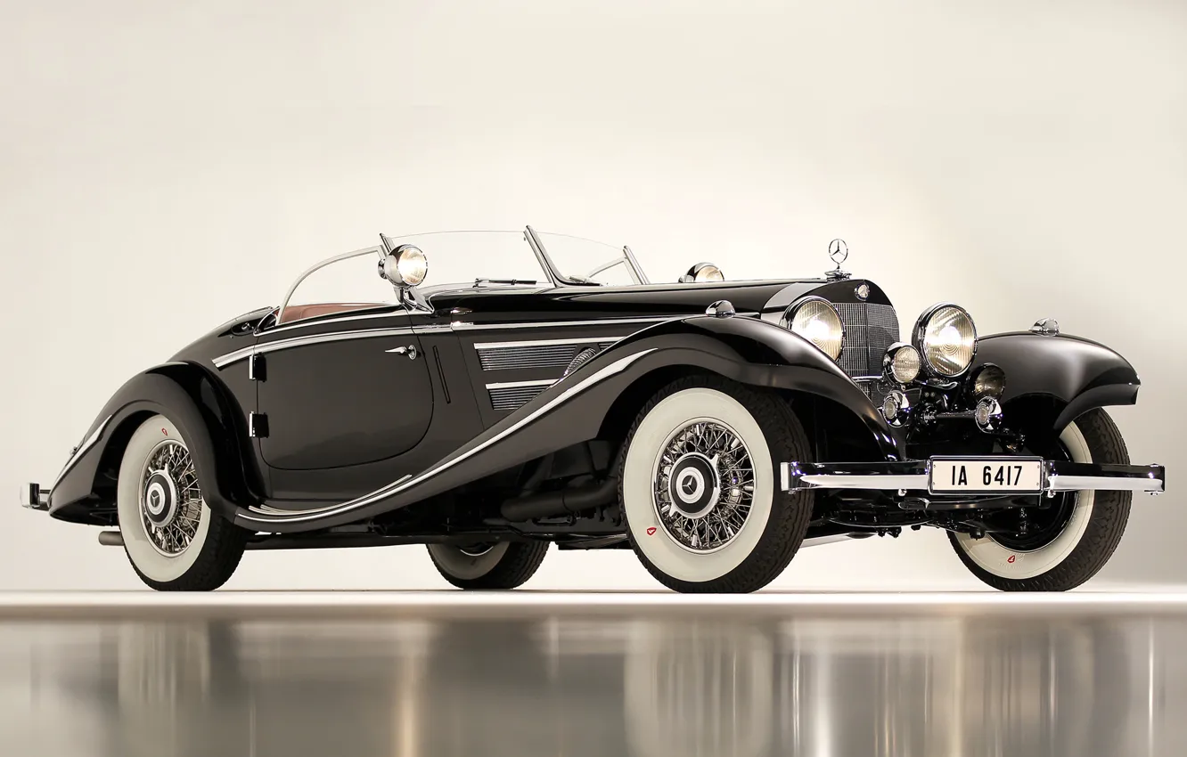 Фото обои черный, автомобили, Merсedes, 540K, Special Roadster, 1936, классические