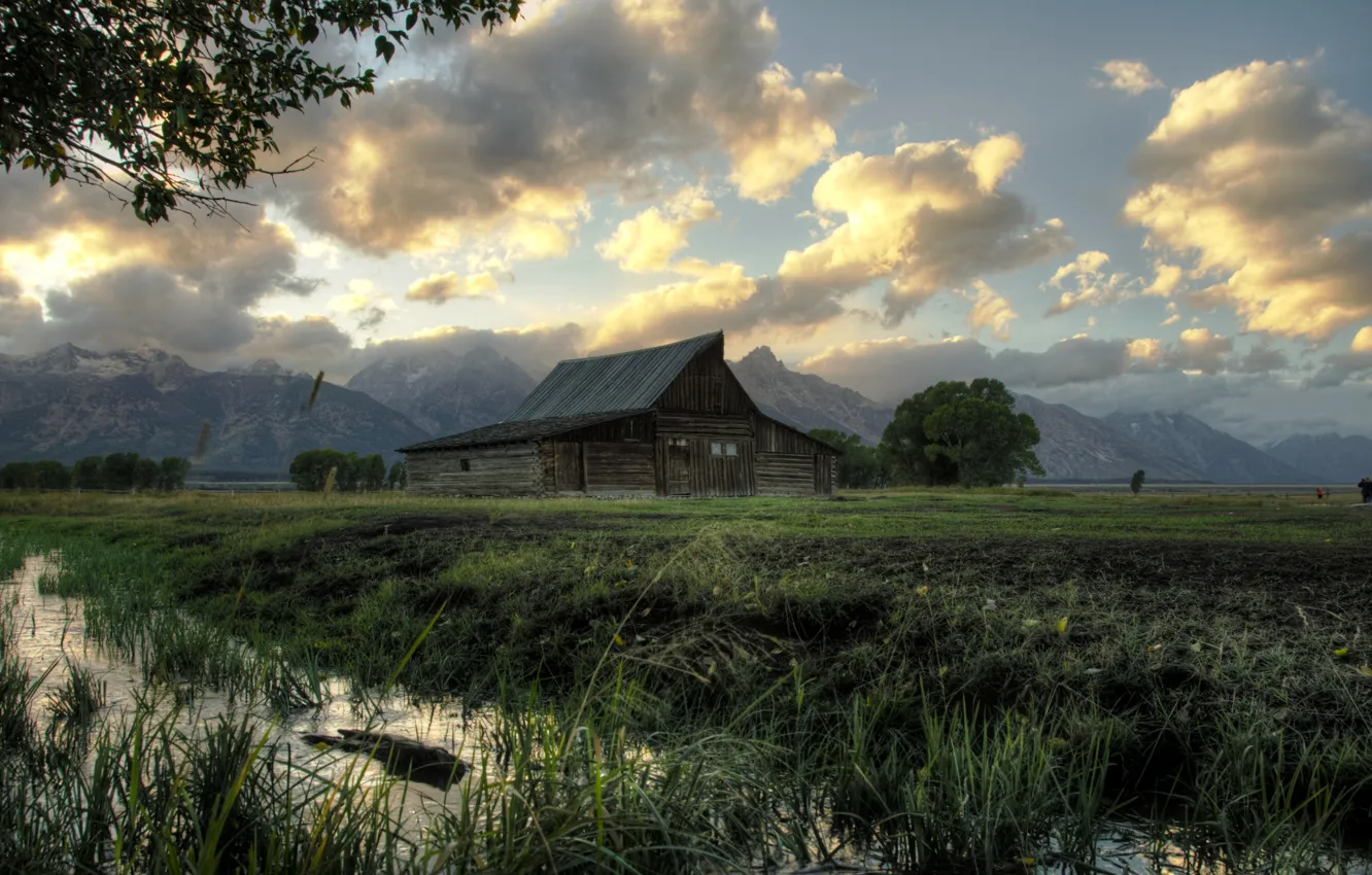 Фото обои HDR, Grand Teton National Park, Moulton Barn