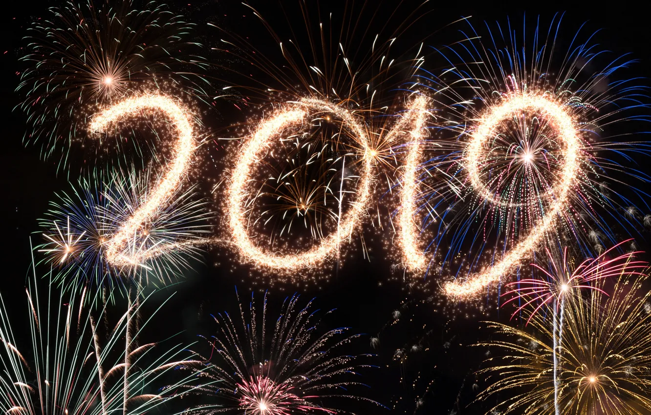 Фото обои ночь, огни, салют, colorful, Новый Год, happy, night, New Year