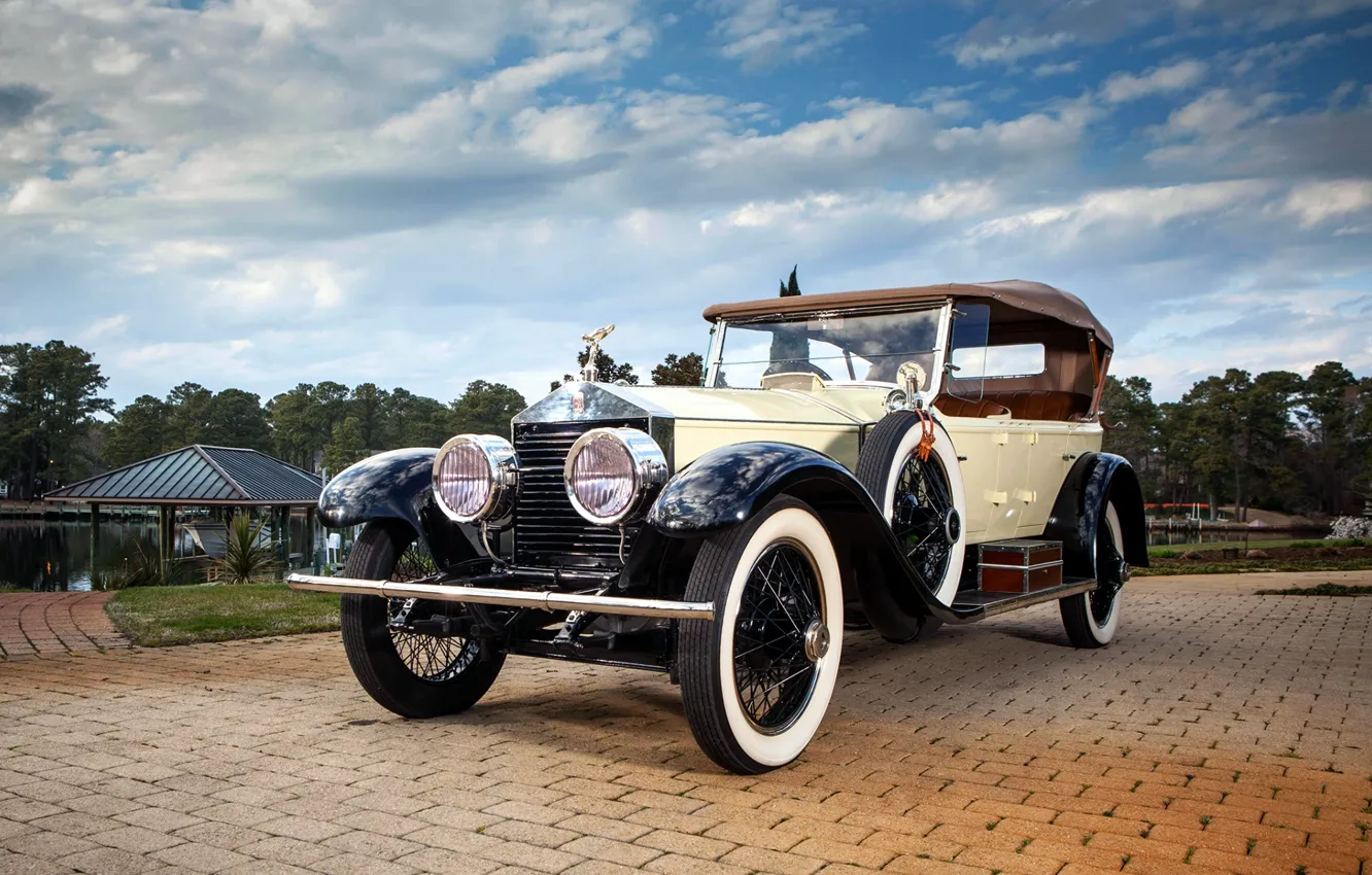 Фото обои небо, Rolls-Royce, передок, Роллс-Ройс, 40/50, Silver Ghost, 1923, Pall Mall Tourer