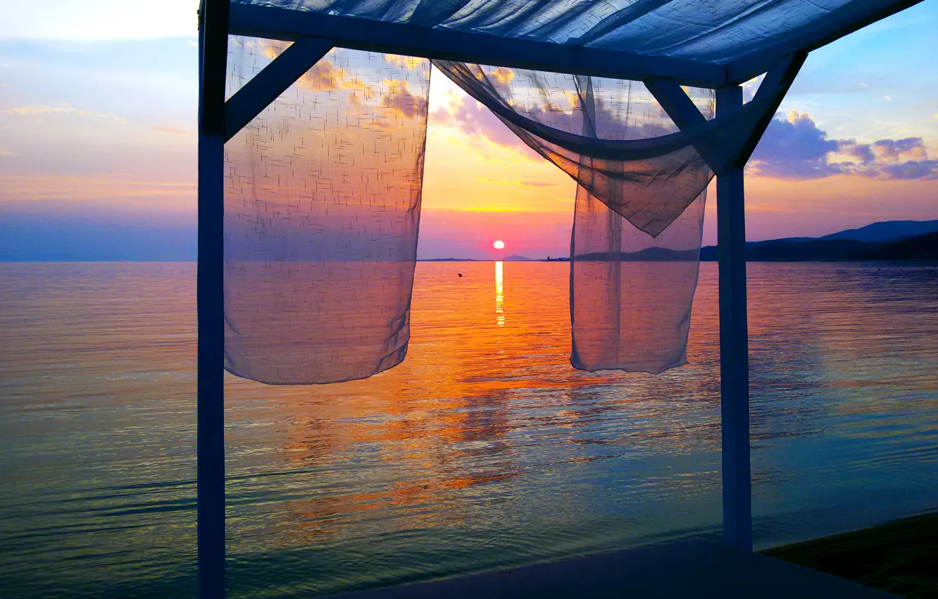 Фото обои Sunset, Sea, Greece, Sweet Afternoon, Halkidiki, Beach Bar