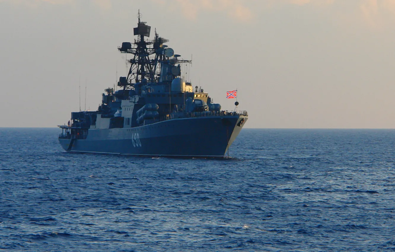 Фото обои море, вечер, Адмирал Чабаненко, на якоре