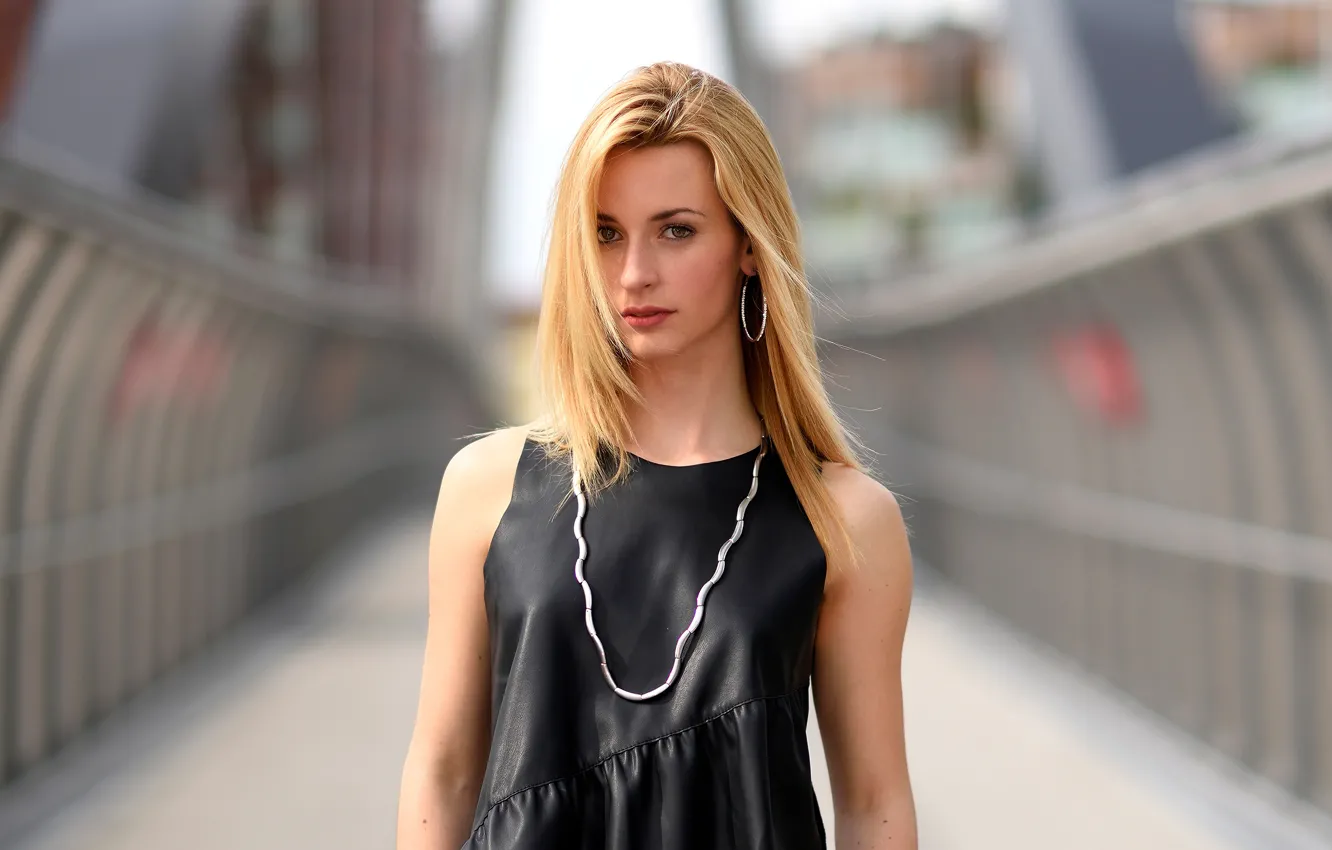 Фото обои взгляд, девушка, модель, блондинка, блузка