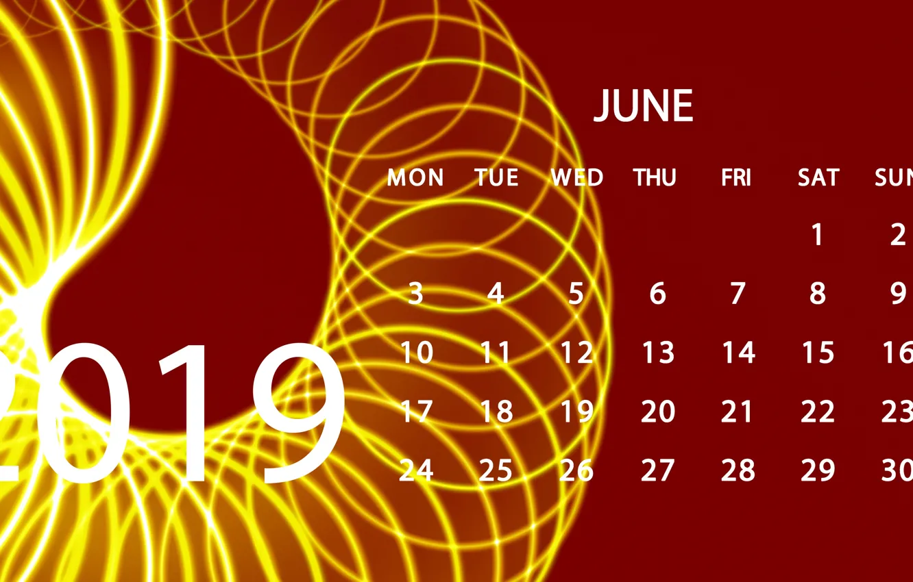 Фото обои календарь, июнь, 2019