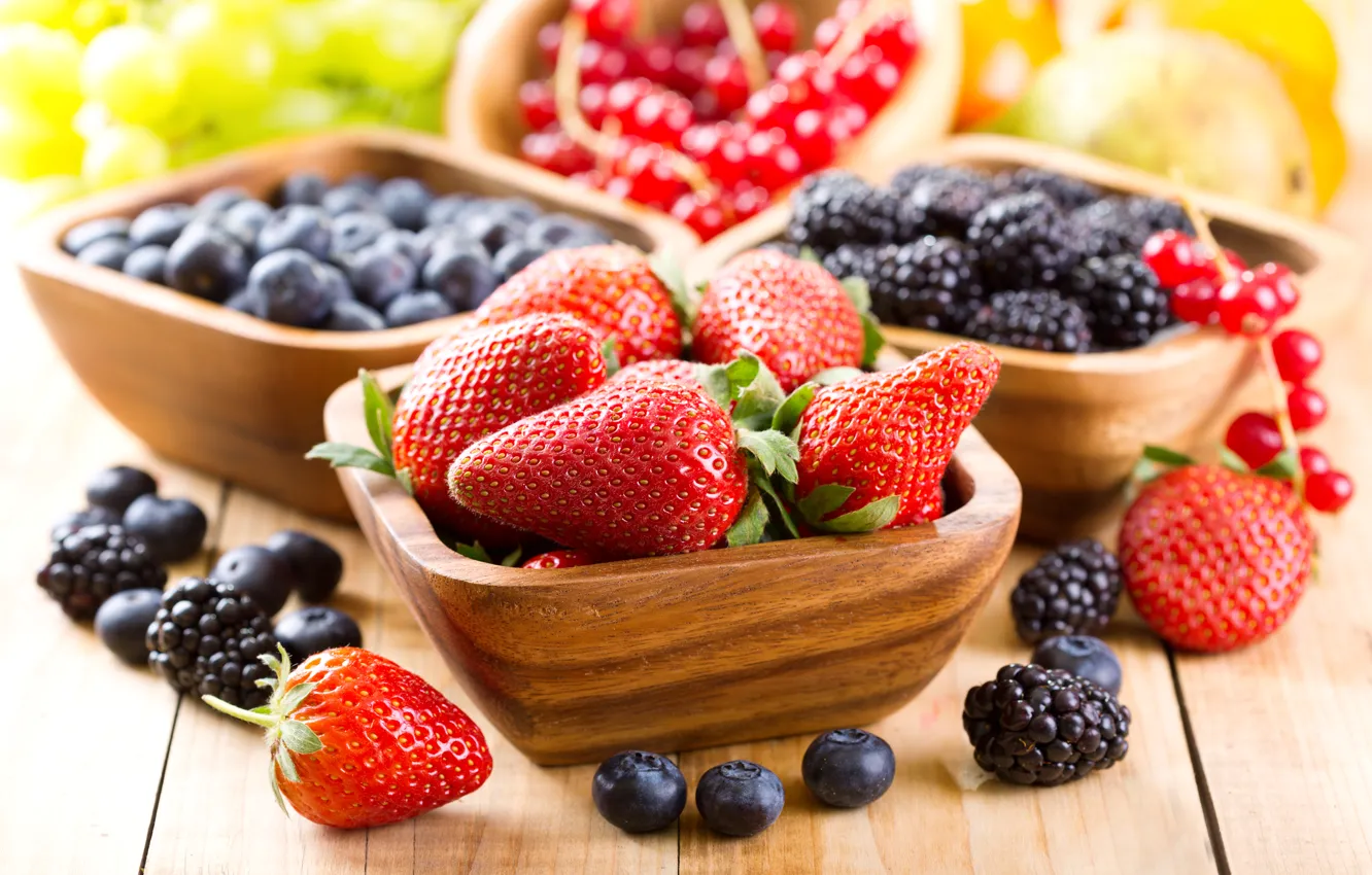 Фото обои ягоды, клубника, чашка, fresh, смородина, ежевика, strawberry, голубика