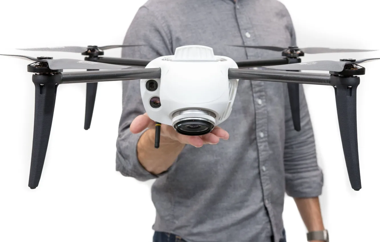 Фото обои machine, man, hand, human, drone, CES 2017, Kespry Drone 2S
