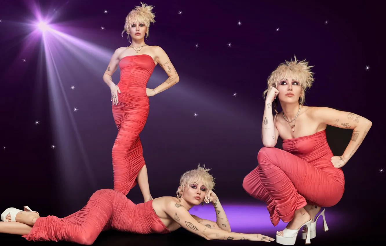 Фото обои light, wallpaper, Miley Cyrus, UHD, 2021