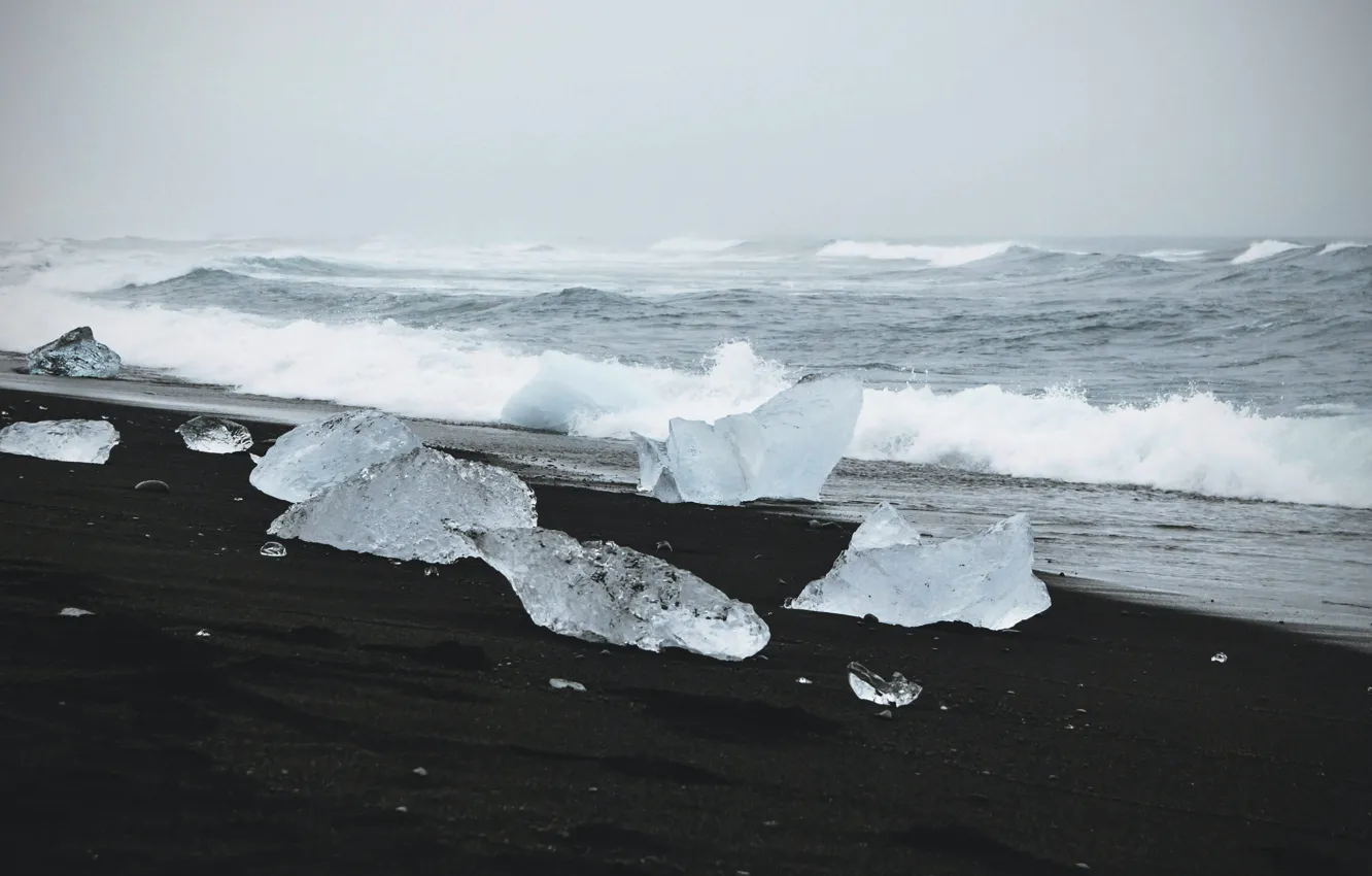 Фото обои лед, море, пляж