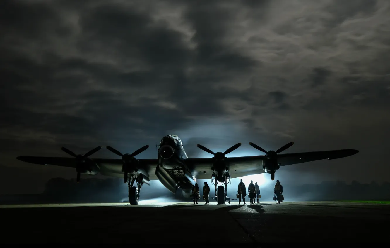 Фото обои ночь, человек, самолёт