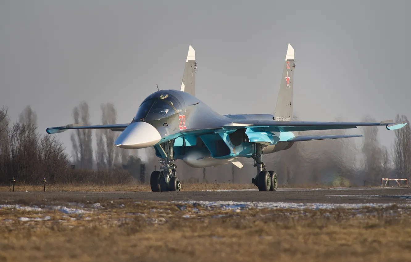 Фото обои истребитель-бомбардировщик, Российский, фронтовой, Fullback, Су 34, поколения 4+