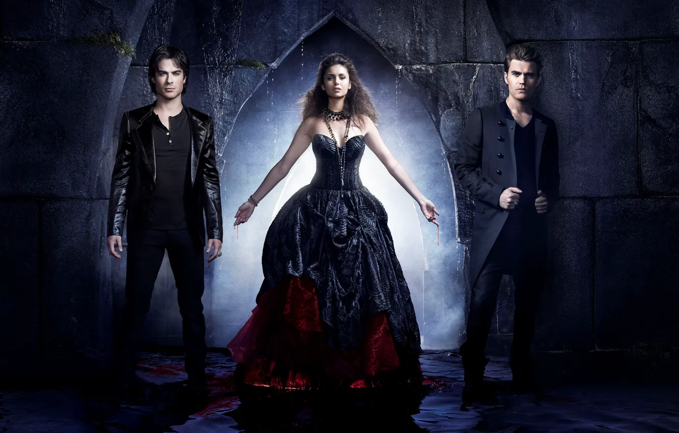 Фото обои вода, стены, кровь, сериал, Nina Dobrev, Нина Добрев, актеры, The Vampire Diaries