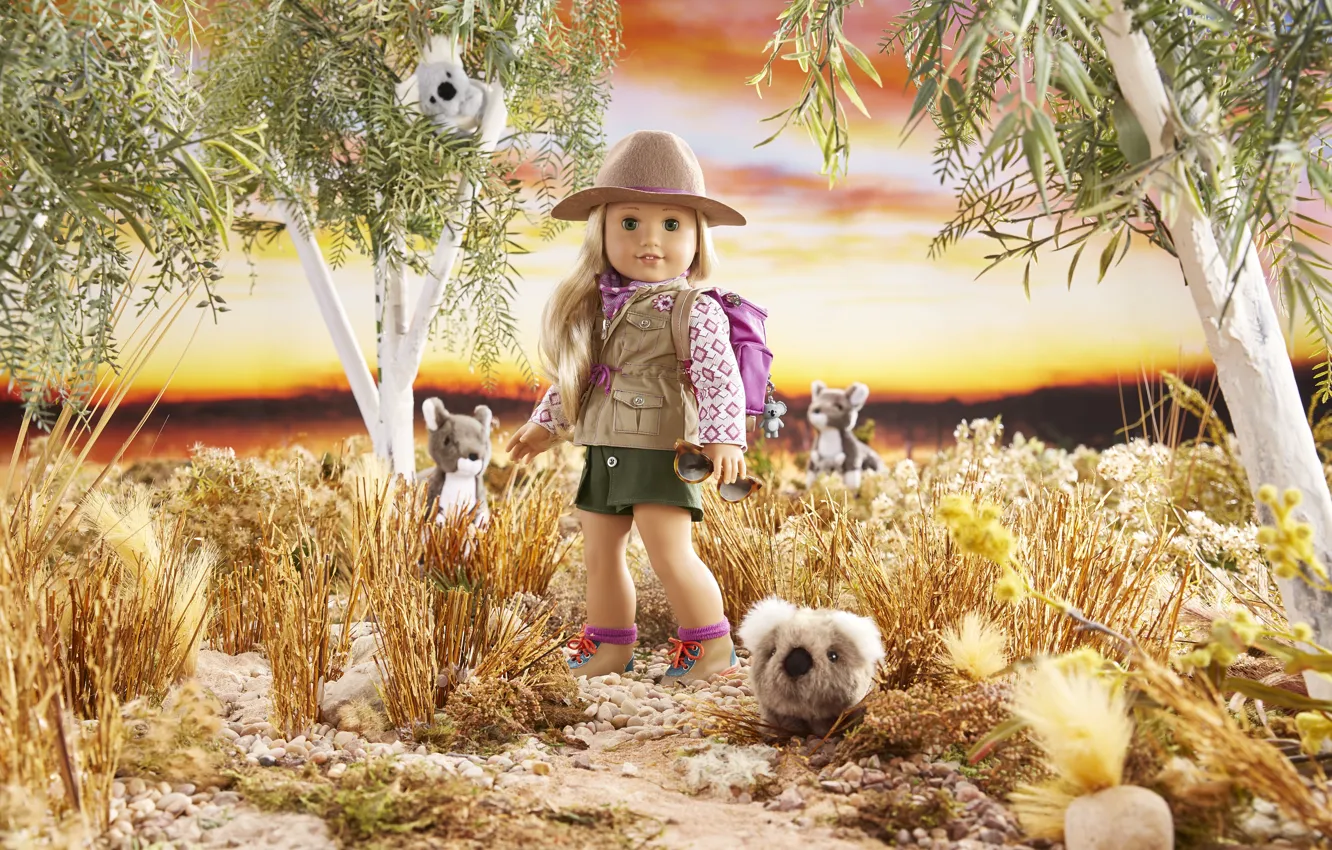 Фото обои Кукла, Doll, Kira Bailey, Wildlife Sanctuary in Australia, Заповедник дикой природы в Австралии, Кира Бейли