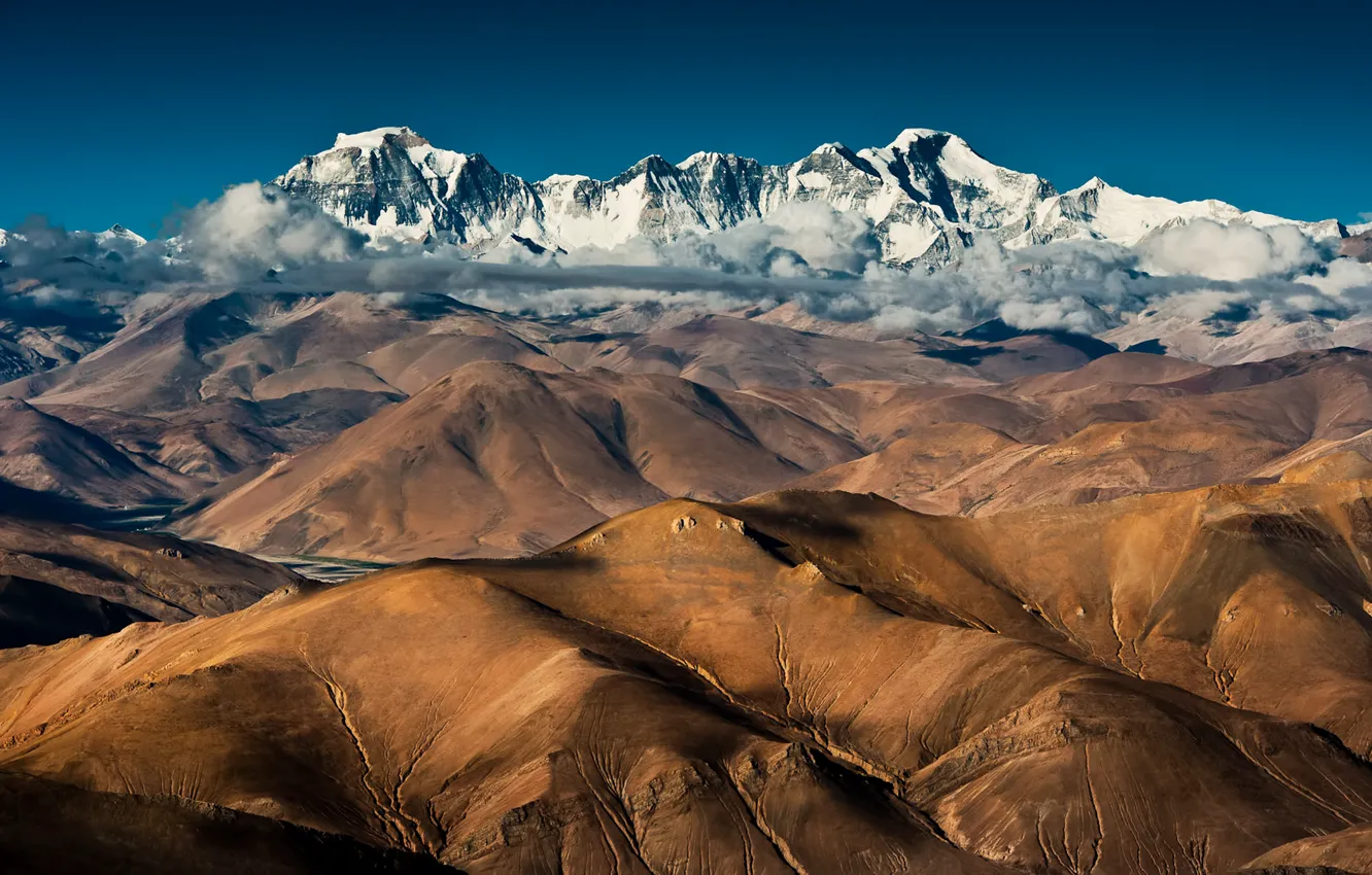 Фото обои облака, горы, китай, china, тибет, tibet, cho oyu, чо ойю
