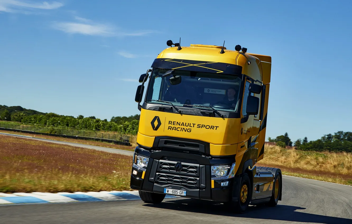Фото обои трасса, поворот, грузовик, Renault, 2018, тягач, T520, Renault Trucks