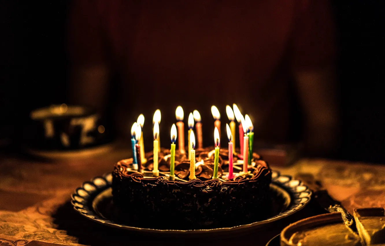 Фото обои праздник, свечи, торт