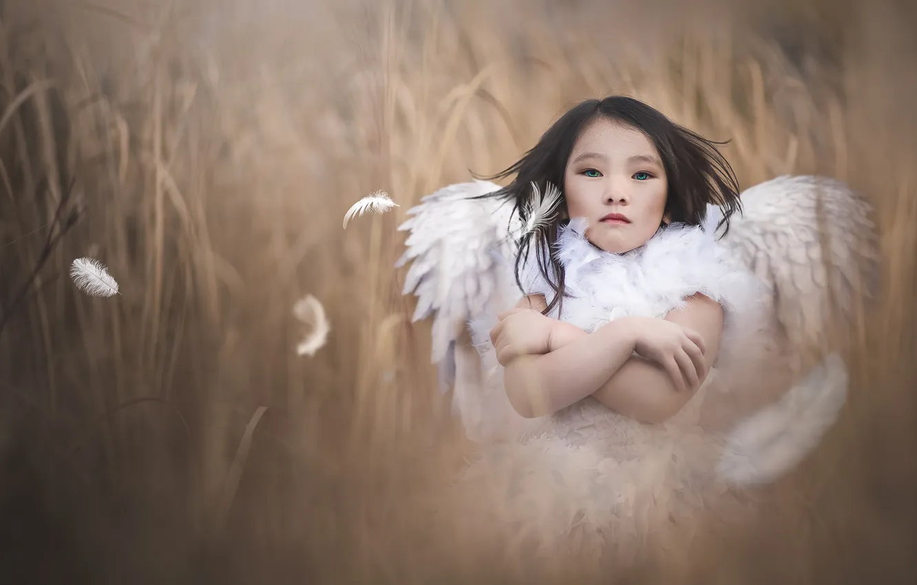 Фото обои фон, ангел, девочка