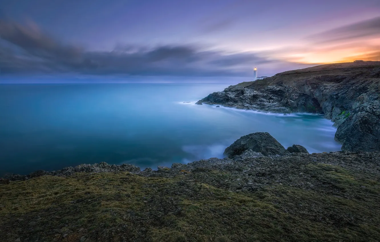 Фото обои побережье, маяк, Англия, Cornwall, Northern Cornish