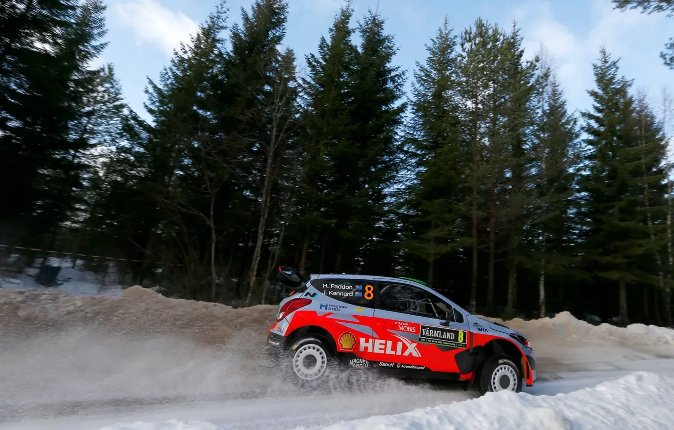 Фото обои Hyundai, Sweden, WRC, Rally, i20, Paddon