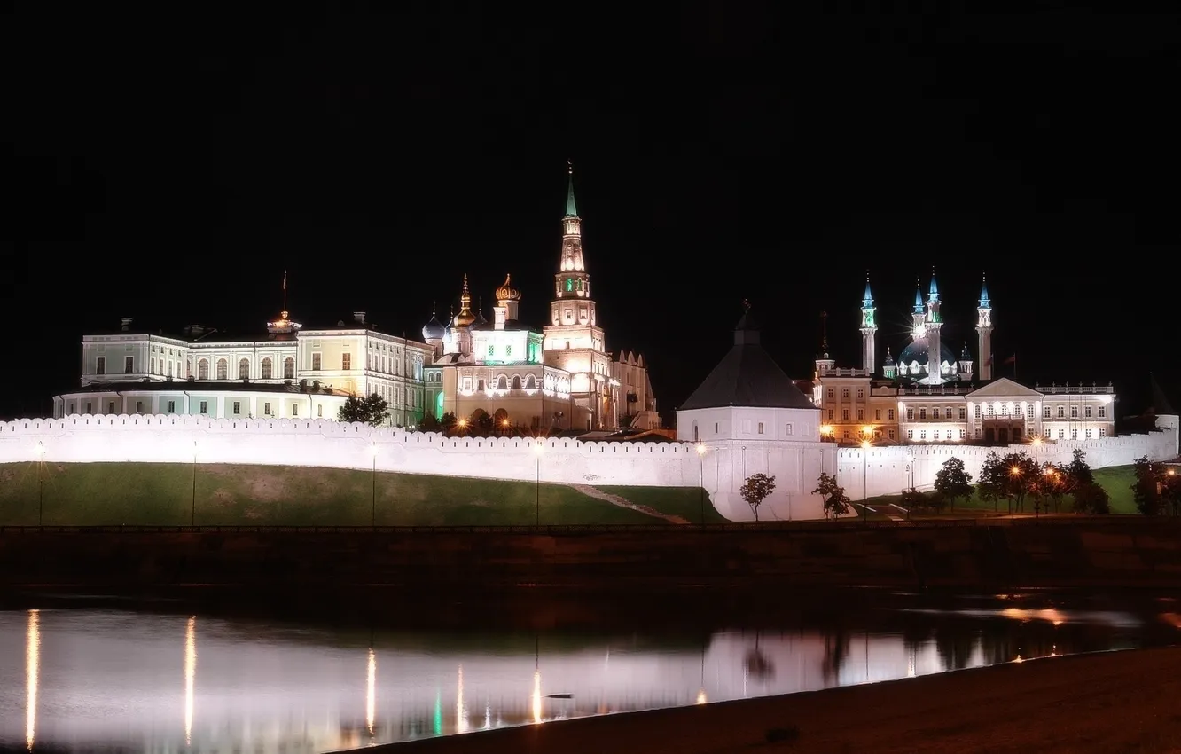 Фото обои река, кремль, казань